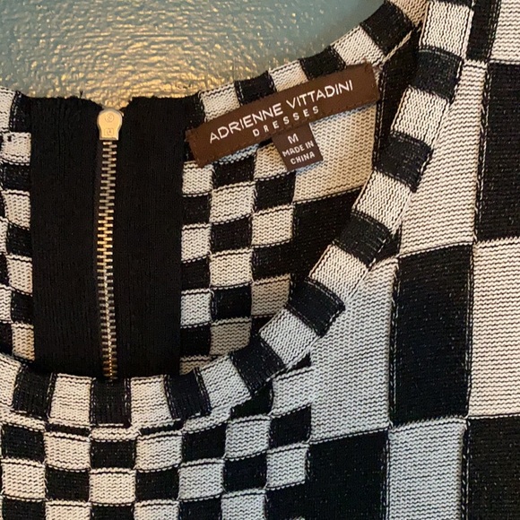 Vintage Adrianne Vittadini black and white ska two tone checkered cocktail dress - Picture 2 of 8